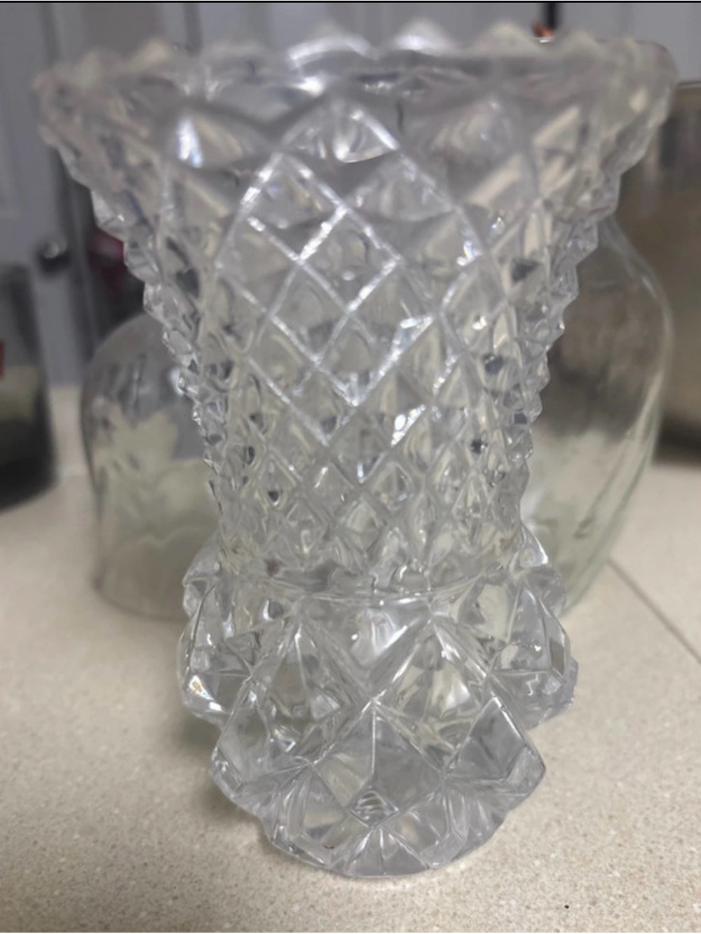 Clear Cut Glass Decorative Vase - Home Accents